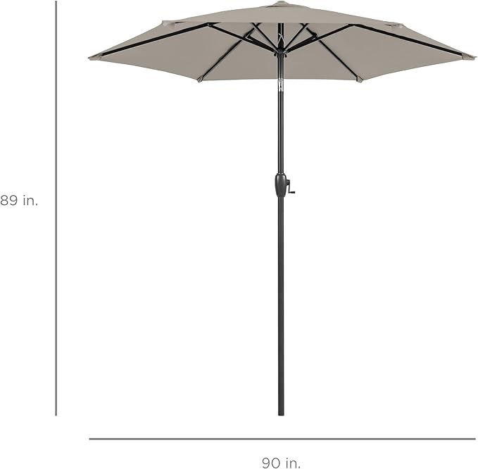 Best Choice Products 7.5ft Heavy-Duty Round Outdoor Market Table Patio Umbrella w/Steel Pole, Push Button Tilt, Easy Crank Lift - Beige