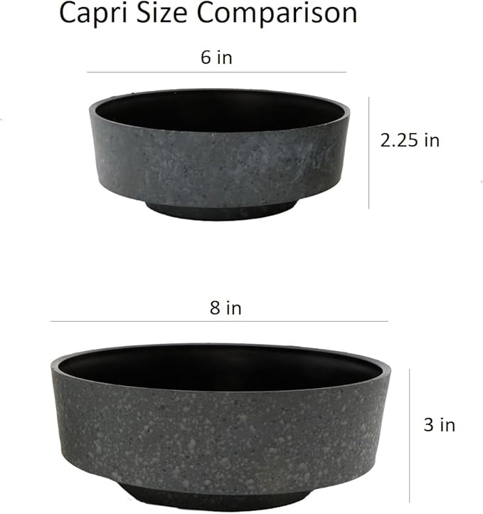 The HC Companies 6 Inch Round Plastic Succulent Capri Bowl 6"x6"x2.25" in Faux Concrete Color