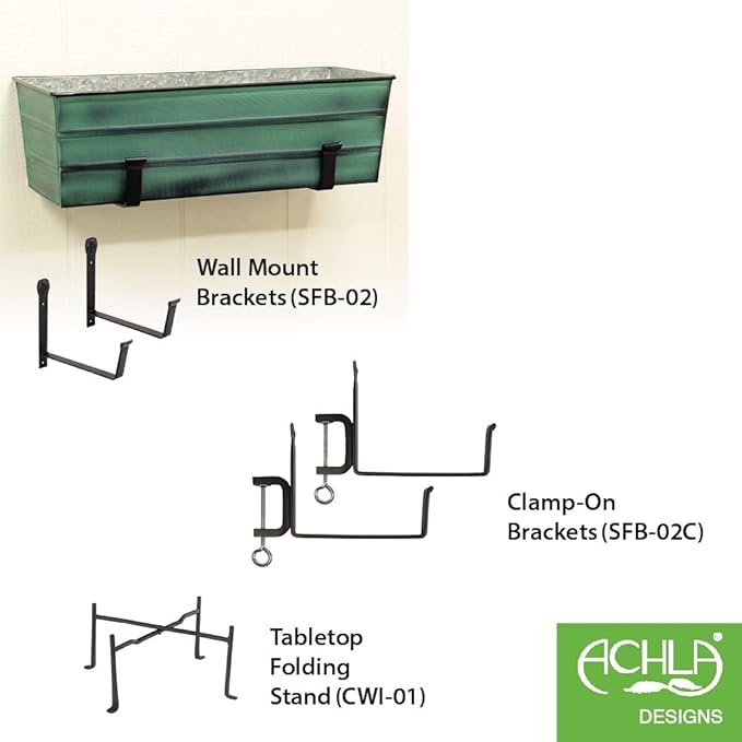 Achla Designs Galvanized Window Flower Box Planter-Green-Medium (24" L x 9.5" W x 7.5" H)