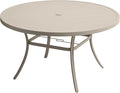 VICLLAX 53" Outdoor Round Patio Table for Lawn Garden, All Weather Metal Round Patio Dining Table with Adjustable Umbrella Hole, Patio Table for 8 Person, Sandshell Tabletop