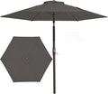 JEAREY 7.5FT Patio Umbrella Market Table Umbrella with 6 Sturdy Ribs, Push Button Tilt/Crank Outdoor Umbrella for Garden, Deck, Backyard, Pool and Beach,Gray