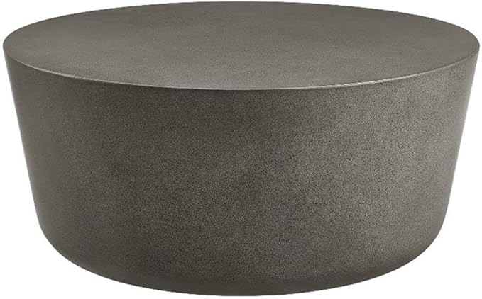 Modway Brion 34 Inch Round Concrete Coffee Table – Indoor/Outdoor Tapered Cylinder Coffee Table – Low Center Table for Living Room or Patio in Gray