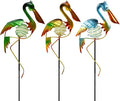 3Pcs Pelican Decorative Garden Stakes, 56.5''H Waterproof Glow in The Dark Metal Yard Decor,Luminous Spring Decorative Garden Stakes for Lawn Patio Pathway