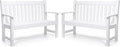 Stoog Outdoor Benches Set of 2, All-Weather HIPS Plastic Garden Bench with 800lb Capacity, Never Fade or Rot, Used for Patio, Porch, Backyard and Park, White