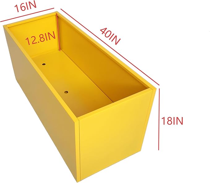 40" L x 16" W x 18" H Metal Large Rectangular Planter - Long Planter Box for Outdoor Patio/Porch Planter Boxes Outdoor Modern Design for Plants, Flowers, Garden,Spliced Flower Pot (Yellow)