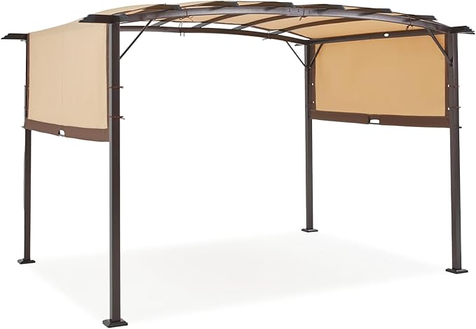 AECOJOY Pergola 9' x 12' Outdoor Pergolas, Pergolas and Gazebo Clearance, Retractable Metal Pergola with Sun Shade Canopy for Patio, Backyard, Garden