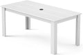 GREENVINES Outdoor Dining Table | 67’’ | HDPE | Rectangle Tables for 6 | All-Weather | Umbrella Hole | Patio Furniture | for Poolside Backyard Garden | White