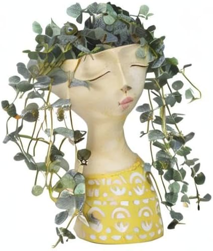 DiliComing Face Planter-Pots for Indoor Plants - 11 Inch Tall Planters for Flowers Head Planter with Drainage for Patio Yard Garden Succulent Pots Garden Decor 6 x 6 x 11 Inch