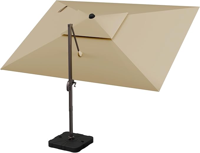 9' X 12' Patio Umbrellas Double Top Large Rectangle Umbrella Heavy Duty 360°Rotation Offset Cantilever Outdoor Umbrella for Garden Deck Pool Patio,Brown