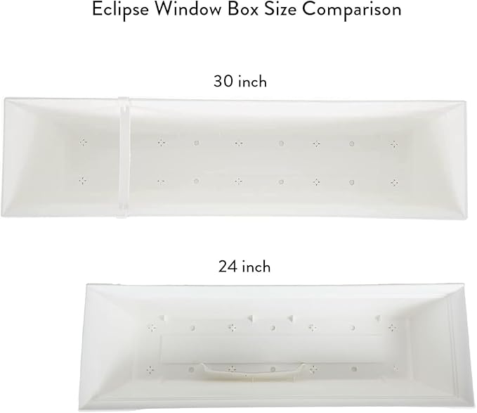 The HC Companies 24 Inch Eclipse Window Planter Box with Drainage Holes & Attached Saucer, Lightweight UV-Resistant Plastic Indoor & Outdoor Planters, 2-Pack Flower Box for Garden & Home Decor, White