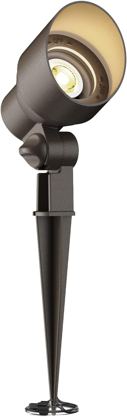 GOODSMANN Low Voltage Landscape Lights Landscape Floodlights Spotlights 3W LED 200 Lumen with Replaceable Bulb 12V AC with Metal Stake Cable Connector 9121-16503-01A