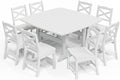 Outdoor Dining Set, HDPE 9-Piece Patio Table and Chairs Set, All-Weather Outdoor Dining Table Set for 8 with Umbrella Hole, Durable Patio Furniture Set with Chairs,White
