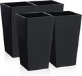 Hushee Set of 4 Tall Outdoor Planters 21 Inch Tall Tapered Square Planter with Drainage Hole Large Flower Tree Plant Pot Resin Flower Pots for Front Porch Door Garden Patio Indoor