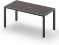 67" HDPS Outdoor Patio Dining Table, Aluminum-Edged Outdoor Dining Table with Umbrella Hole, Weather-Resistant for Lawn, Garden, Poolside and Indoor Use, Charcoal