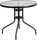 Flash Furniture Bellamy 31.5" Round Indoor/Outdoor Tempered Glass Metal Frame Side Table