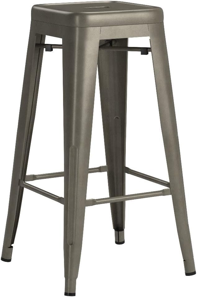 Yaheetech 30 Inch Metal Bar Stools Set of 4, Bar Height Backless Bartools, Industrial Stackable Bar Chairs with Footrest for Kitchen/Dining Room/Bistro/Patio, Gun Metal