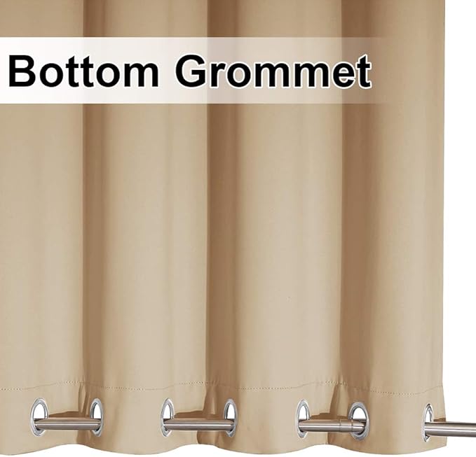 NICETOWN Outdoor Curtain for Patio Waterproof, Sunlight Block Rustproof Grommet Top and Bottom Windbreak, Thick Enough Protect You from Sun/Rain for Deck, Biscotti Beige, W84 x L108, 1 Piece
