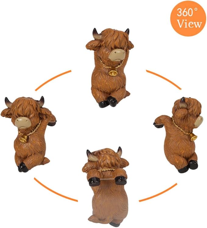 2-piece set Highland Cow Pot Huggers for Planters, Climbing Animal Flower Pot Hugger, Hanging Plant Decorations for Pots, Cute Plant Pot Decorations for Garden Patio Fence Lawn Yard (Highland Cow)