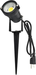 GSS6005 Plug in Spotlight Outdoor, 5W LED Landscape Spotlight 120V, 3000K Warm White, Metal Construction with Ground Stake, 3ft Cord and Plug, Black