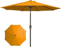 JEAREY 9FT Outdoor Patio Umbrella Outdoor Table Umbrellas with Push Button Tilt and Crank, Market Umbrella 8 Sturdy Ribs UV Protection Waterproof for Garden, Deck, Backyard, Pool (Sun Orange)