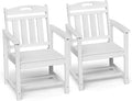 Ciokea HDPE Outdoor Patio Dining Chairs Set of 2, All-Weather Porch Chair with Wide Seat, Durable Outdoor Furniture for Backyard, Garden, Lawn & Poolside, White