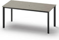 Outdoor Patio Dining Table, HDPS & Aluminum Outdoor Table with Umbrella Hole, All-Weather for Deck, Garden, Lawn, Backyard, Poolside (Classic Gray)