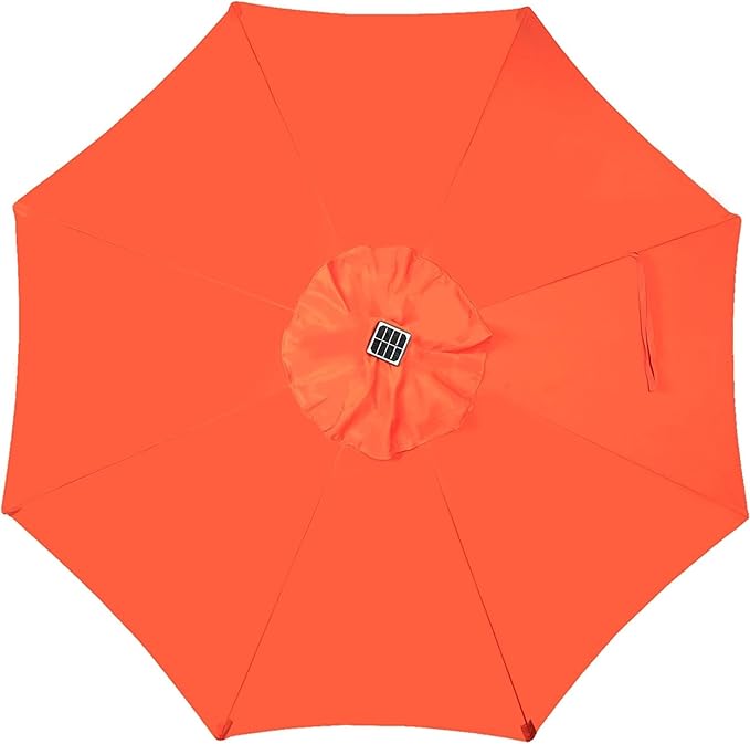 Blissun 9 ft Solar Umbrella, 32 LED Lighted Patio Umbrella, Table Market Umbrella, Outdoor Umbrella for Garden, Deck, Backyard, Pool and Beach (Orange)