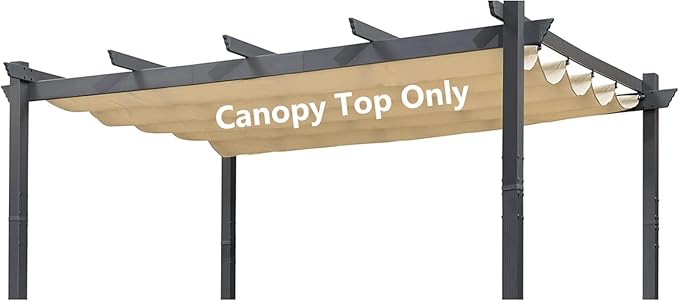 Pergola Shade Cover Replacement Canopy Top Compatible with 10 X 12 ft 6-Bar Pergola Frames - Beige (Canopy Size 116" W x 120" L, Canopy Top Only)