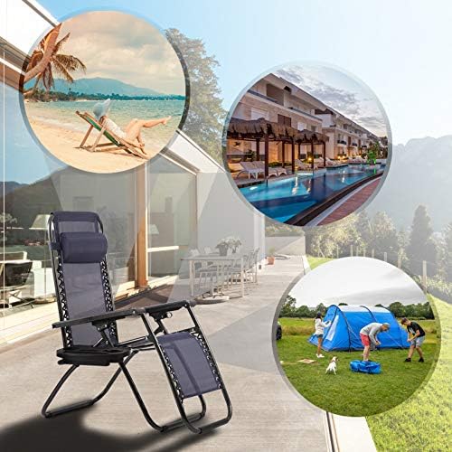 Zero Gravity Chair Patio Lounge Chairs Lounge Patio Chairs 2 Pack Adjustable Reliners for Pool Yard with Cup Holder