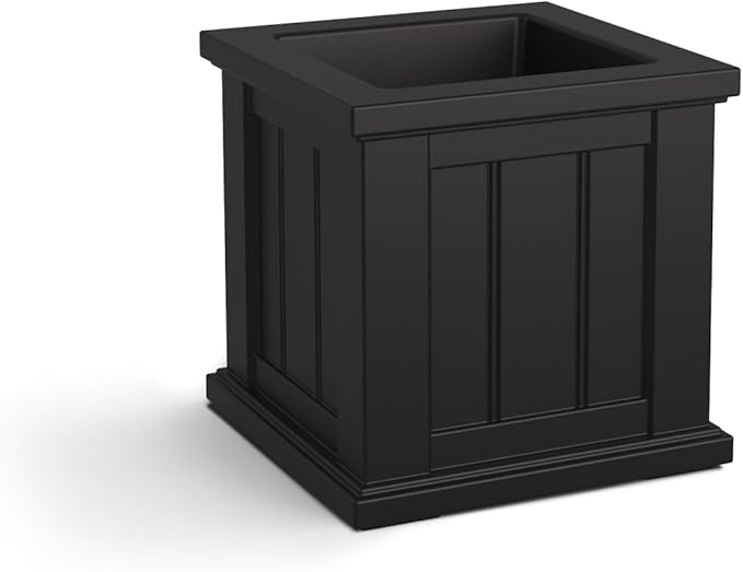 Mayne Cape Cod 14-Inch Square Planter – Self-Watering, Weather-Resistant Planter for Flowers – Durable Outdoor Design for Patio, Porch, or Entryway