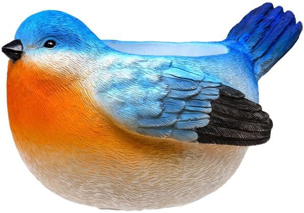 Spoontiques Decorative Flower Pots for Indoor and Outdoor Use – Hand Painted Resin Plant Pot – Home and Garden Décor (Bluebird, 5.5" x 7" x 4.5")