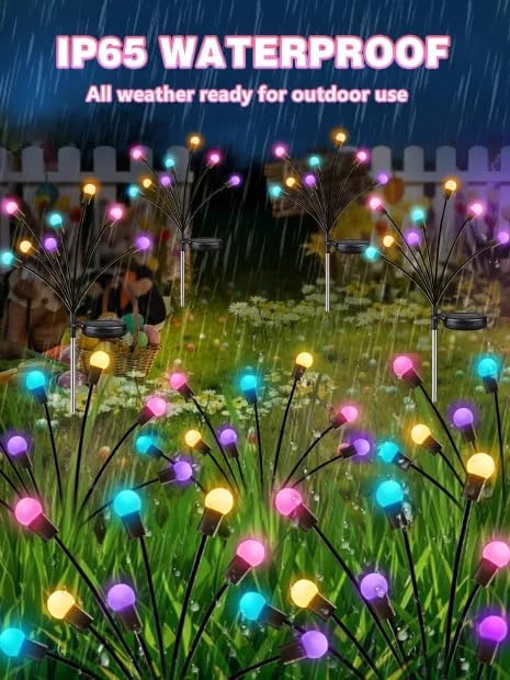 Albelt Easter Day Decorations Outdoor, 6 Pack Solar Firefly Lights Outdoor, 48 LED Waterproof Pastel Solar Garden Lights with 2 Modes for Easter Day Spring Yard Patio Pathway Decorations (Multicolor)