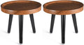 Indoor Plant Stand,Wood Mid Century Plant Table in Walnut Finish,Tall Plant Stand for Flower Pot,Modern Round Small Side End Table with Raised Design (Walnut, 12"x10.8" 2 Pack)
