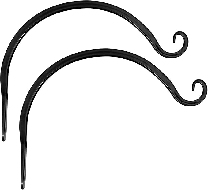 Mkono 8 Inch Plant Hangers Hanging Plant Bracket Wall Post Hooks Indoor Outdoor for Flower Pot Basket, Bird Feeder, Wind Chime, Lanterns, 2 Pcs, Black