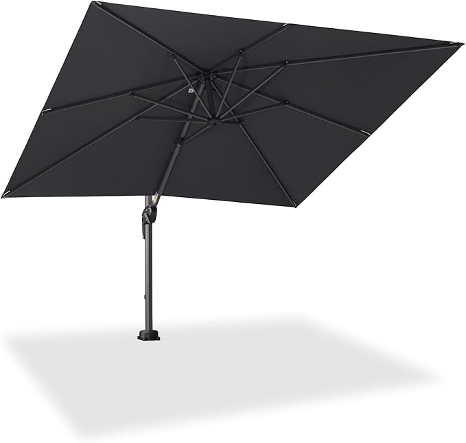 PURPLE LEAF 8' X 8' Patio Umbrella for Pool 7' High Offset Outdoor Cantilever Umbrella Swimming Pool Umbrella with 360°Rotation for Poolside Grey