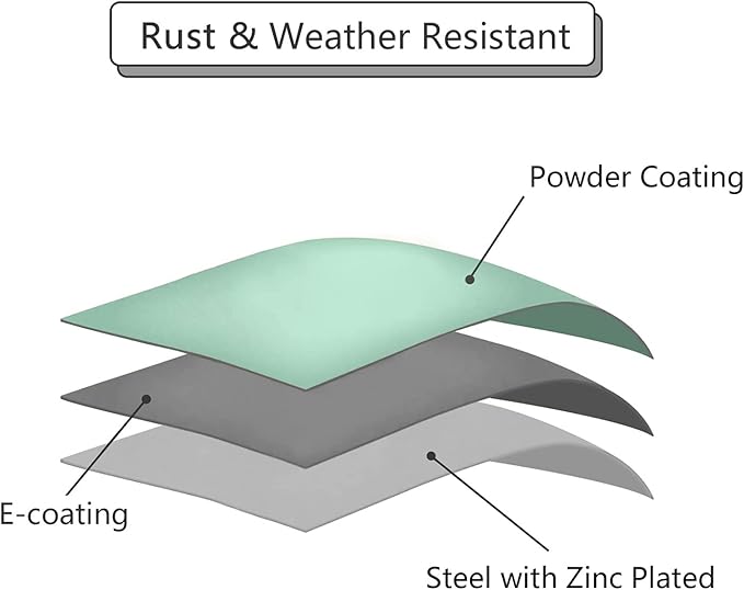 Patio Coffee Table - Metal Steel Outdoor Round Table Weather Resistant Anti-Rust Table (Black)