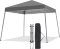 Canopy Tent, 10X10 FT Pop Up Canopy Outdoor Instant Tent Slant Legs with Carrying Bag, Portable Gazebo Shelter for Patio Deck Garden and Beach - 8X8 FT Canopy Cover (Dark Grey)