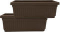 The HC Companies 18 Inch Venetian Window Planter Box with Drainage Plug, Lightweight UV-Resistant Plastic Indoor & Outdoor Planters, 2-Pack Flower Box for Garden & Home Decor, Chocolate