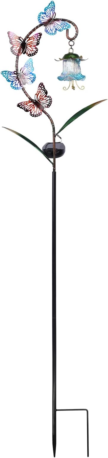 Bshine Solar Butterfly Lights Outdoor Garden Decoration Valentine's Day, Metal Stake Waterproof Hanging Flower Solar Lights, Garden Decoration Outdoor Terrace, Yard, Path and Lawn Ornaments