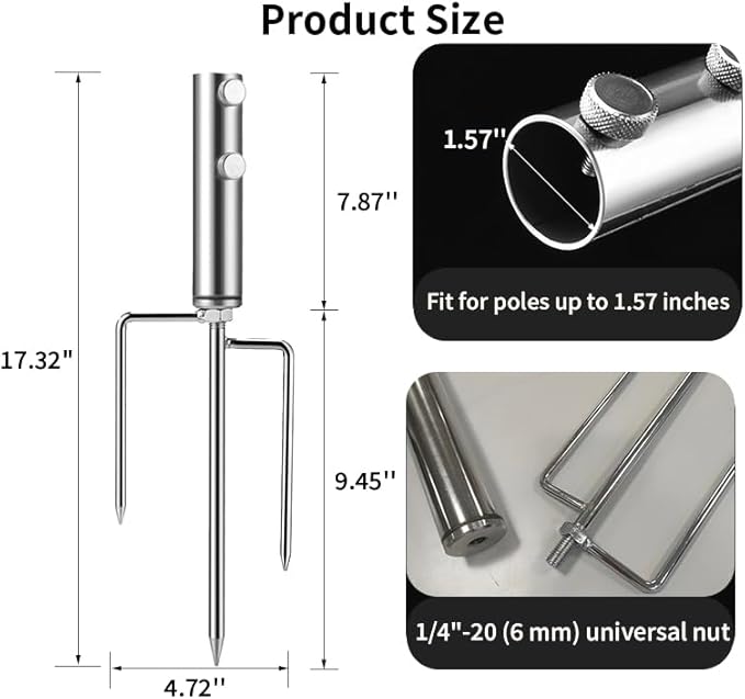 Portable Beach Umbrella Sand Anchor, Stainless Steel Lawn Umbrella Base Holder, Resistant to Strong Winds and Rustproof Umbrella Stand for Umbrella, Fishing Rod,Beach