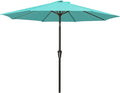 MEWAY 9ft Patio Umbrella Outdoor Table Umbrellas with Push Button Tilt and Crank, Market Umbrella 8 Sturdy Ribs for Deck, Garden, Pool and Backyard, Turquoise