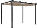 10' X 10' Pergola Shade Cover for Outdoor Retractable Durable Fabric Canopy Replacement Top Only, Sun Shade for Outside (Beige)