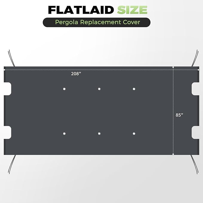 85'' x 208'' Universal Pergola Replacement Cover for Doubleton Steel Pergola L-PG080PST, Waterproof Sunshade Canopy Top for Patio Gazebo, Deck, Porch, Yard, Outdoor Cover Only (Grey)