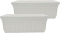 The HC Companies 24 Inch Venetian Window Planter Box with Drainage Plug, Lightweight UV-Resistant Plastic Indoor & Outdoor Planters, 2-Pack Flower Box for Garden & Home Decor, White