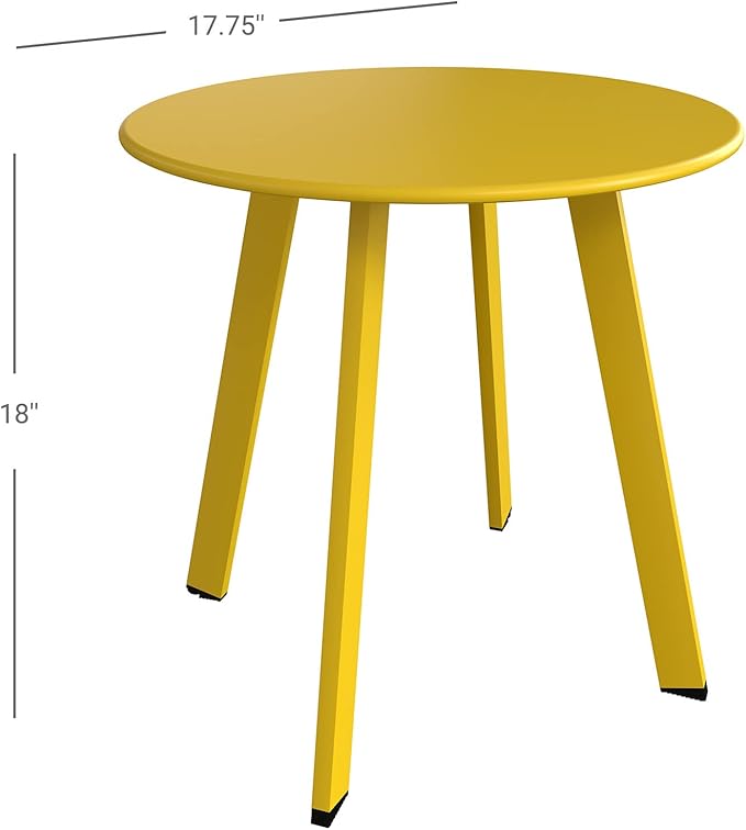 Grand patio Round Patio Coffee Table 2PC Weather Resistant Nesting Tables Including One Large Side Table and One Small End Table, Yellow