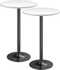 Furmax Bistro Pub Table Round Bar Height Cocktail Table for Home Bar, Small Round Bar Tables for Party, Dining Room, Living Room and Wedding, Metal Base MDF Top Obsidian, 40.6 Inch Height (2, White-1)