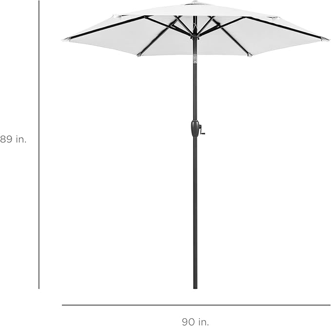 Best Choice Products 7.5ft Heavy-Duty Round Outdoor Market Table Patio Umbrella w/Steel Pole, Push Button Tilt, Easy Crank Lift - White