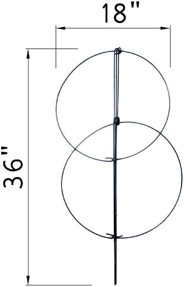 MTB Supply 10 Pack 36" x 18" Peony Double Ring Plant Support,Plant Support Stakes for Tomatoes Peony Lily Rose Plant Support Rings Peony Cages for Outdoor Plants Flowers Vegetables