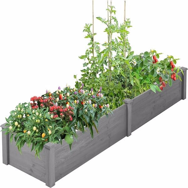 Over Ground 96x28x10 inch Raised Garden Bed, Large Wood Planter Box for Outdoor Herbs Vegetables Flowers, Tool-Free Quick Assembly Patio Yard Gardening Container, Durable Natural Cedar Frame