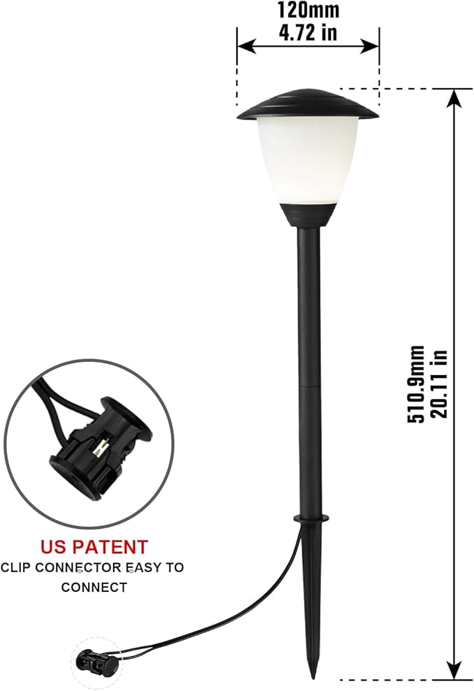 Low Voltage Pathway Lights LED Landscape Lights, 1.7W 12V, 3000K Warm White, IP65 Waterproof, ETL Listed, for Yard, Walkway, Garden, Black 6 Pack